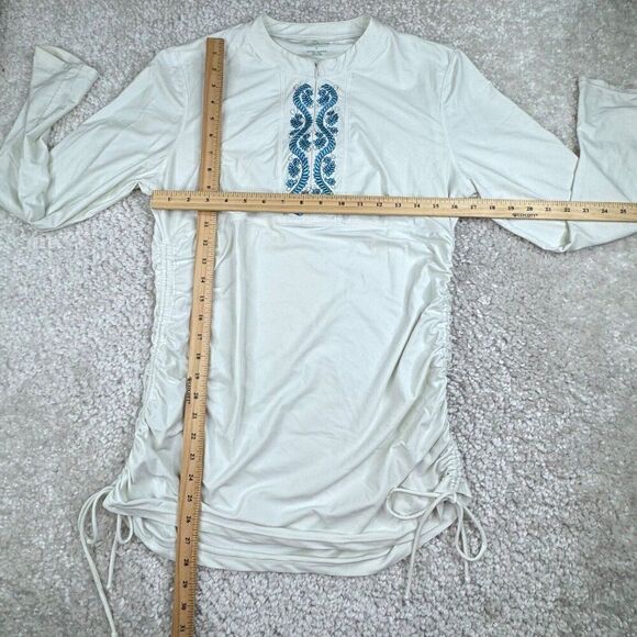 CabanaLife Ruched Rashguard Swim Tunic Cover Up White Blue - Picture 8 of 9